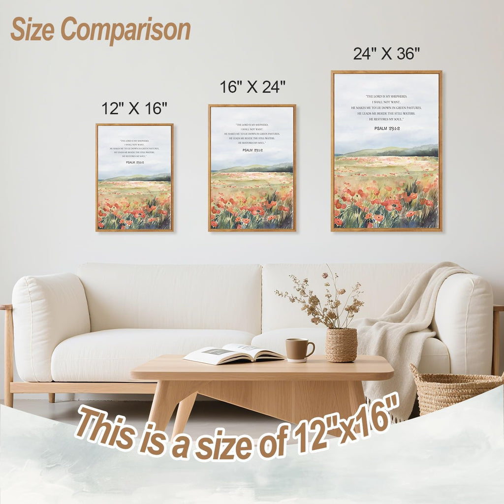 Biblical Verses Floral Framed Canvas Wall Art Set Of 3, Inspirational Wall Decor, Scripture Inspired Landscape
