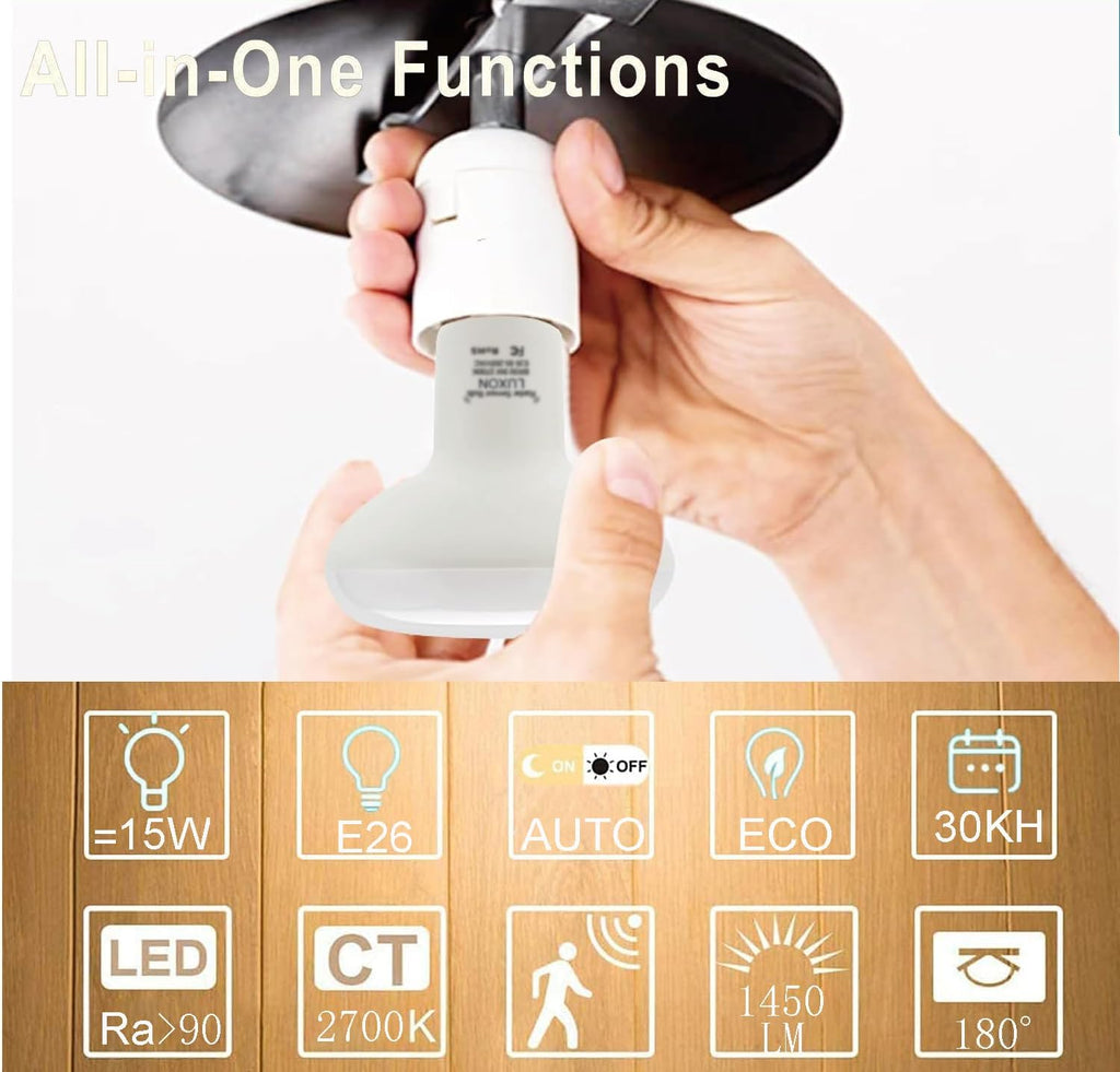 15W BR25 Radar Motion Sensor Light Bulbs,Warm E26 Outdoor Auto On/Off