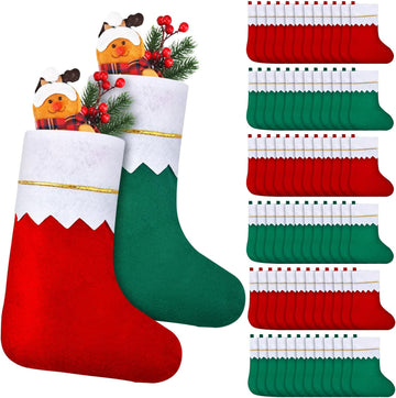 Red and Green Christmas Stockings Bulk, 4 x 7 Inch - Set of 72