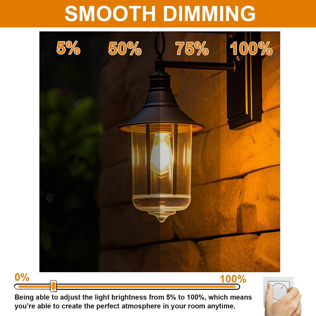 ST64 Vintage Edison Filament Led Bulb Amber, 6 pack Long Lasting Antique Edison Bulb ST64 4w (40watt Equivalent)