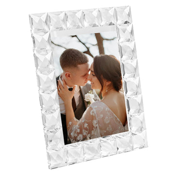 Luxury Crystal Picture Photo Frame, Grid Diamond Craft, Crystal Wedding Frame of Keepsake Photo Frames, Tabletop