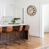 LEIKE 20 Inch Large Wall Clock - Rustic Wooden Silent Non-Ticking Wall Clock with Black Metal Frame