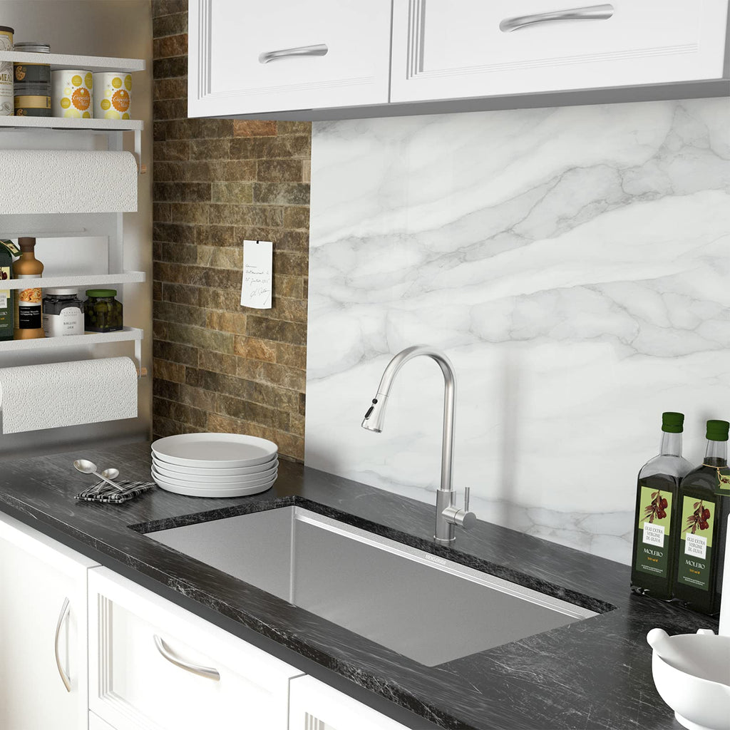 32 x 19 Inch Workstation Ledge Handmade Undermount Kitchen Sink Stainless Steel 16 Gauge Big Single Bowl Sink