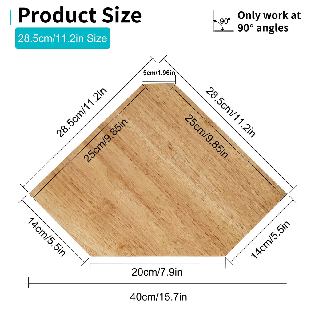 Corner Wall Shelves Set 2 Wire Hole Solid Oak Wood Display Shelf, Natural