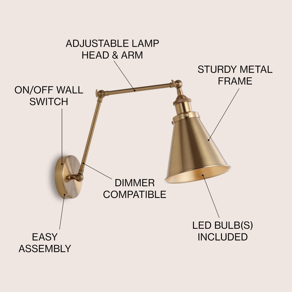 Rover 1-Light Wall Sconce 7", Brass Gold