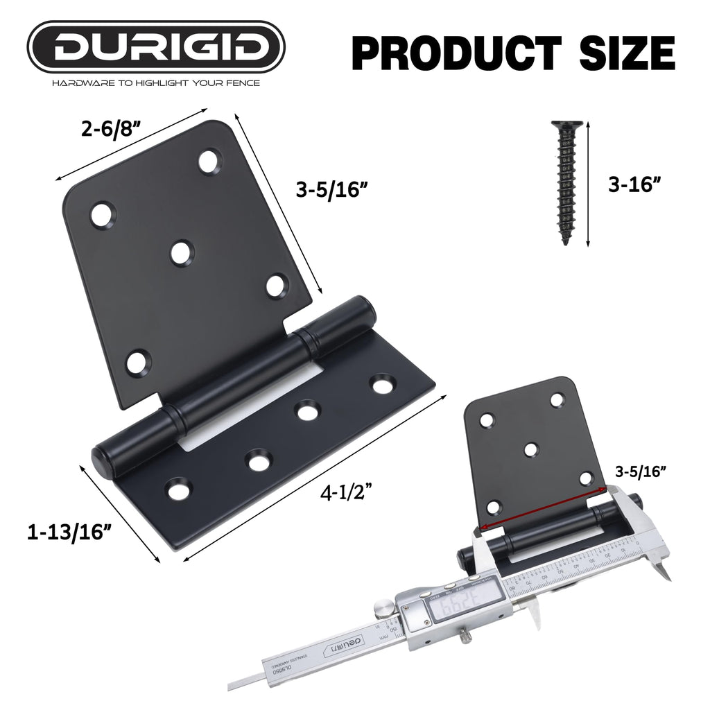 2 Pack 3-1/2 Inch Shed Door Hinges Gate Hinges, Gate Hinges Heavy Duty for Wood Fence Barn Door, Offset Screw Holes