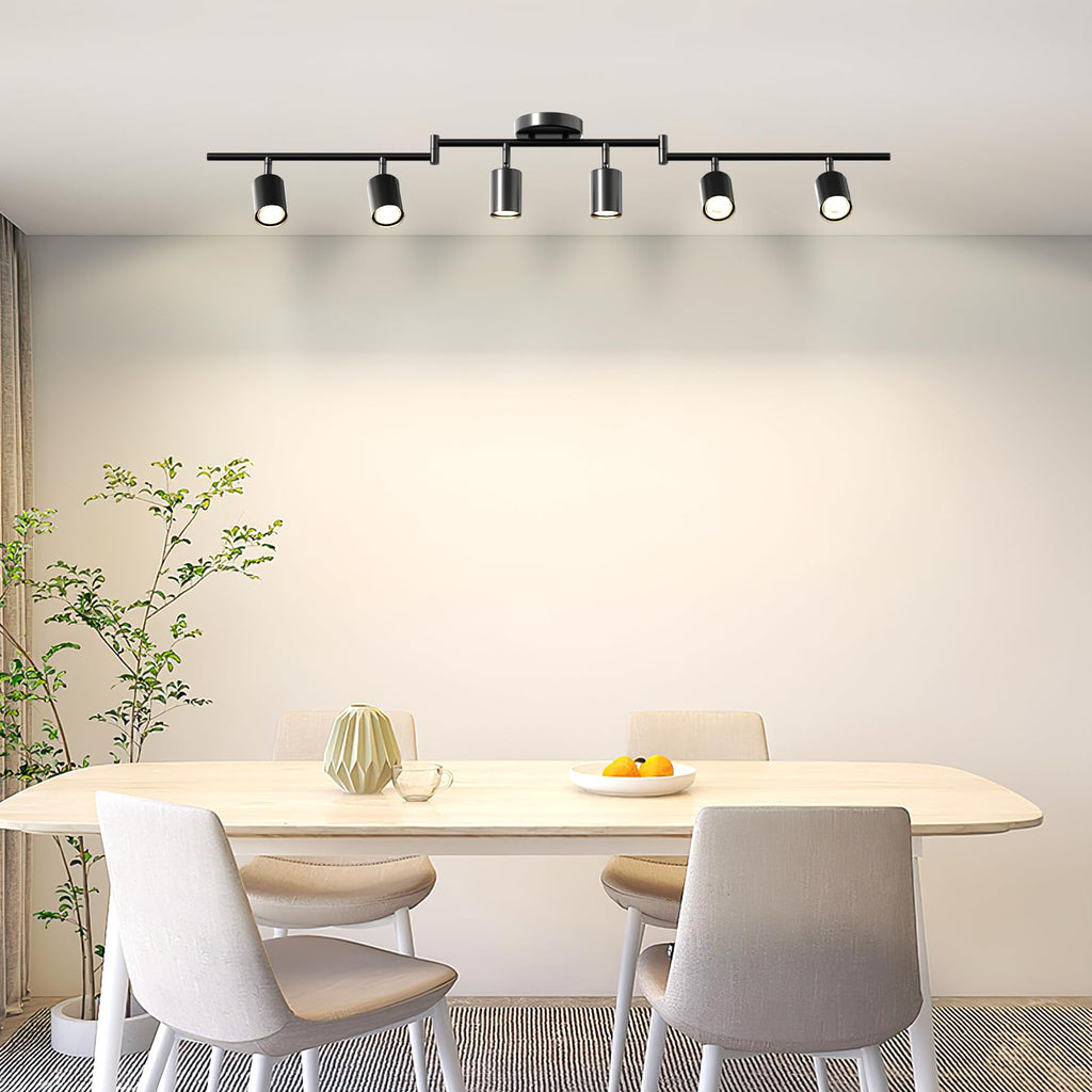 6 Light Track Lighting Kit, 48" 6 Way Ceiling Spotlights Fixture