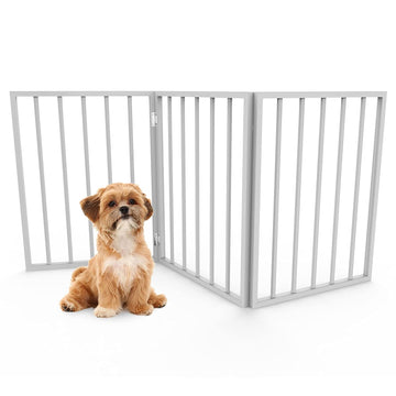 Pet Gate - Dog Gate for Doorways, Stairs or House- Freestanding, Folding, Accordion Style, Wooden Indoor Dog Fence