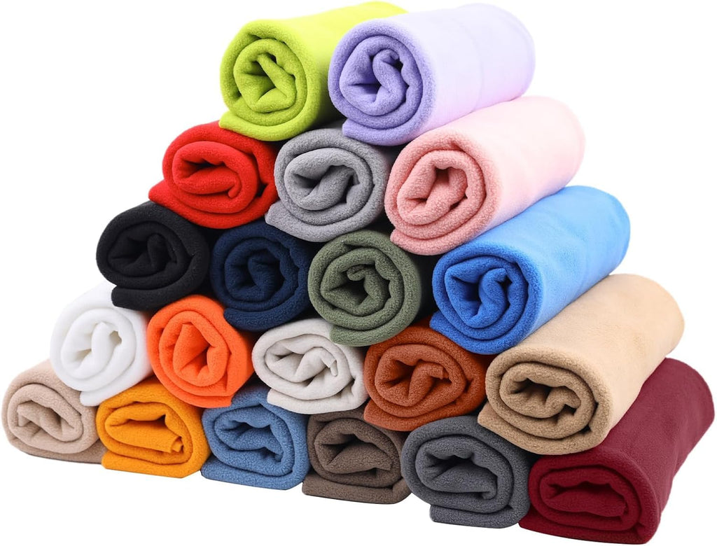 Knitted Polar Fleece Fabric, 10 x 10 inches, 20 Colors, Anti-Pill Plush Polyester for DIY Sewing Crafts (20 Colors)