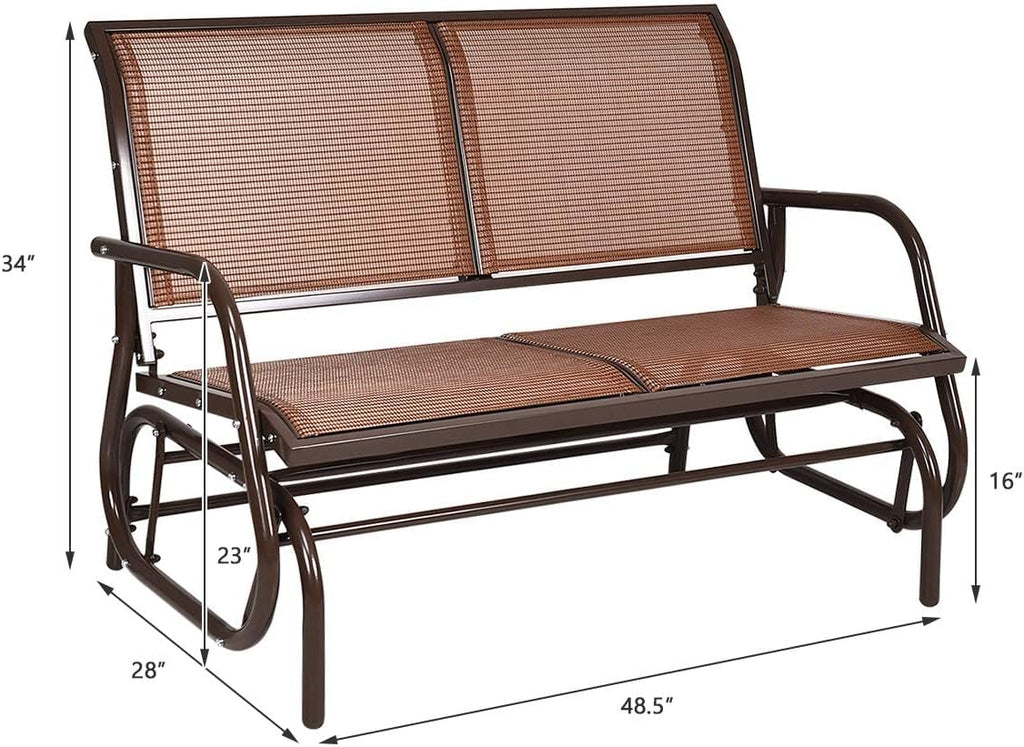 Swing Glider Chair 48 Inch with Spacious Space, 2 People Lounge Cozy Patio Bench Outdoor & Indoor , Backyard