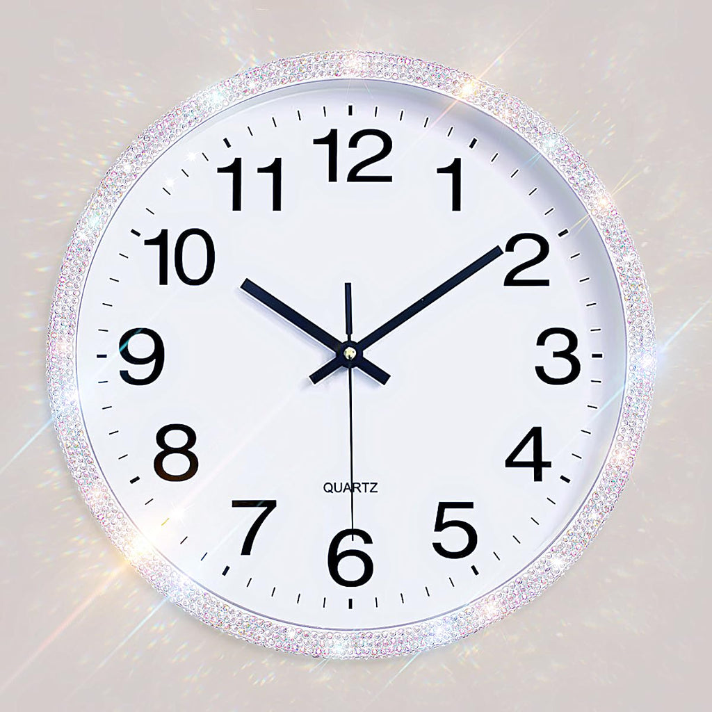 Bling Round Wall Clock for Wall Decoration, Glass Rhinestone Full Coverage Clock Sparkle Twinkle Glitter Home Decor.