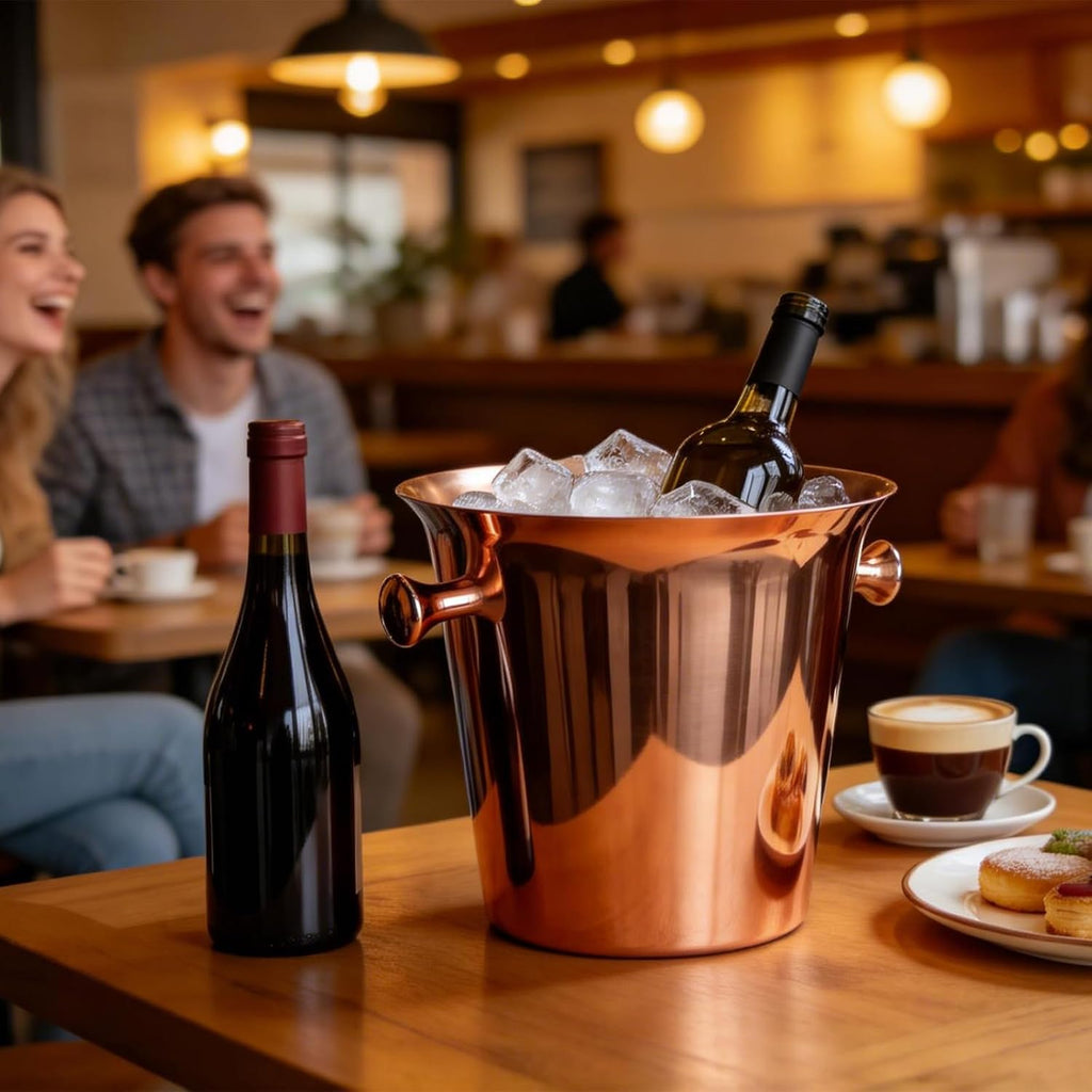 Ice Bucket with Stand, Standing Champagne Buckets(Rose Silver 1 Pack)