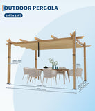 10x13 ft Outdoor Metal Pergola, Aluminum Pergola Gazebo with Adjustable Canopy & Reinforced Frame