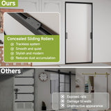 40" x 87" Concealed Sliding Glass Barn Door with Soft Close Hardware Kit, 5/16" Frosted Tempered Gla