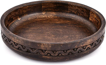 Decorative Black Wood Bowl - Rustic Centerpiece for Potpourri & Orbs, Stylish Home, Office, Spa & Meditation Room
