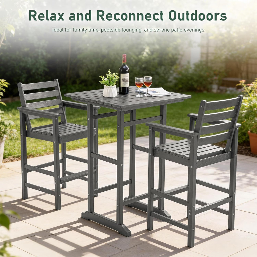 Tall Adirondack Bar Chairs Set of 2, Oversize Adirondack Bar Height Chairs, All-Weather HDPE Outdoor Bar Stools