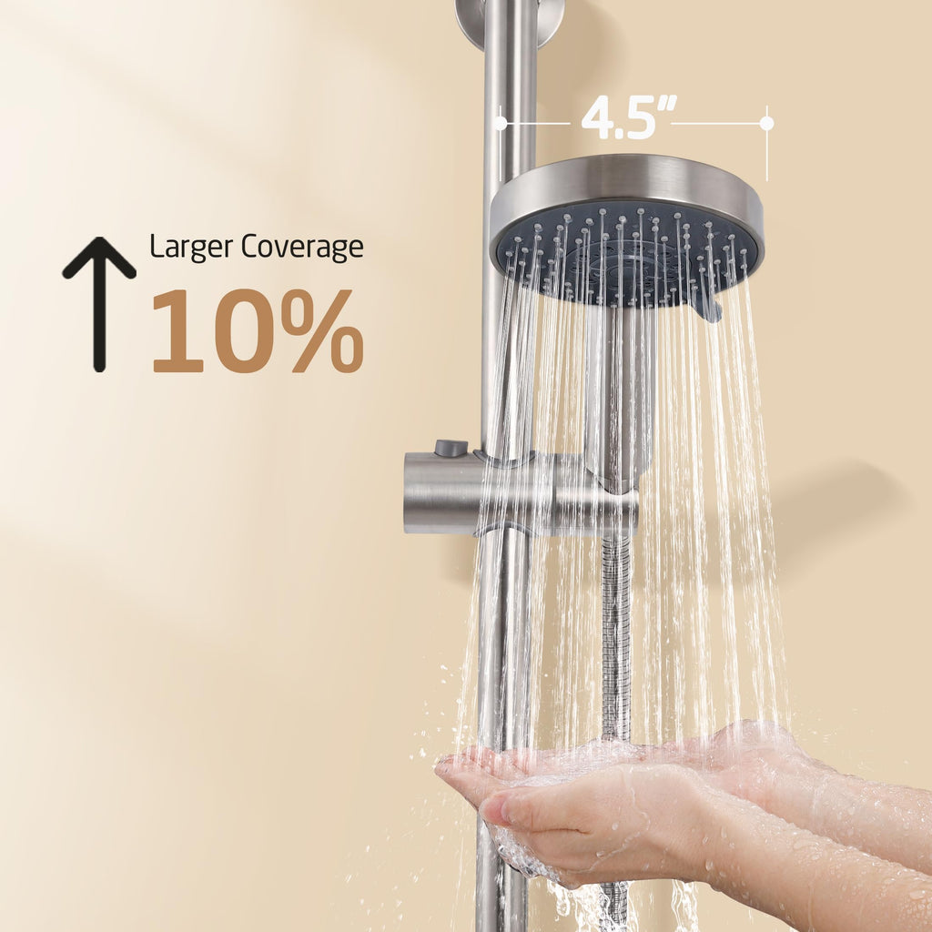 Adjustable Shower Head with Slide Bar, 5-Function Handheld Sliding Shower Head with Extra Long Hose Wall Mount