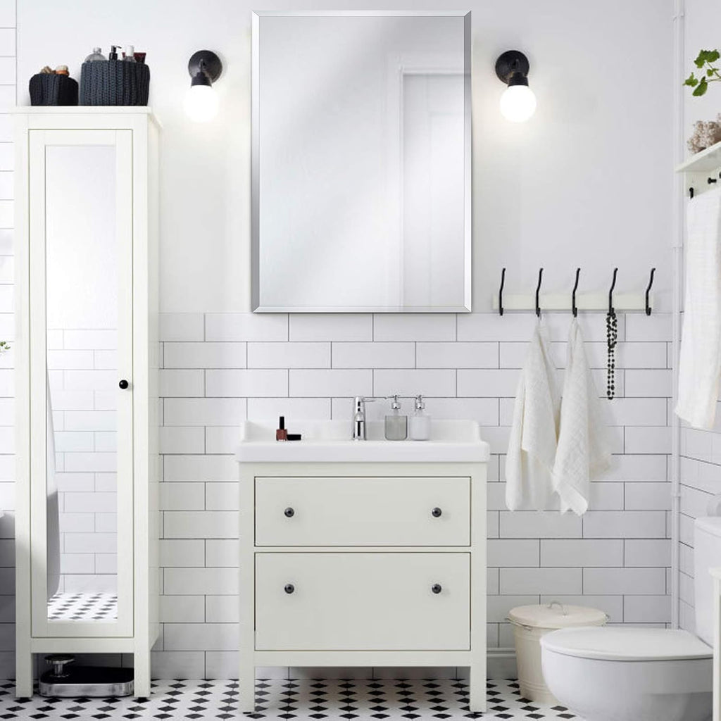 15 x 24 Medicine Cabinet, Recessed Mount Only, Two Adjustable Glass Shelves | In-Wall Medicine Cabinet, Aluminum