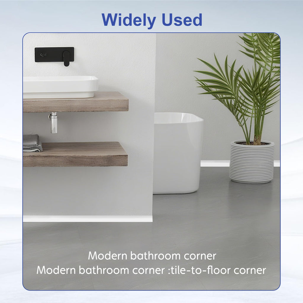 Flexible Quarter Round Molding Trim - 118" Self-Adhesive Silicone Shoe Molding for Floor Gaps, Bathroom Tub & Kitchen
