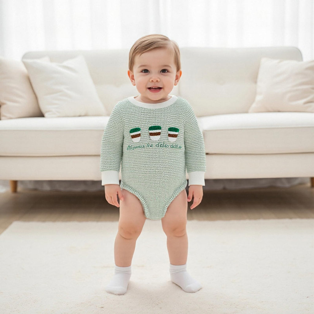 Newborn Infant Baby Boy Girls Oversized Romper Embroidery Sweater Onesie Coming Home Outfit Neutral Clothes (Mamas