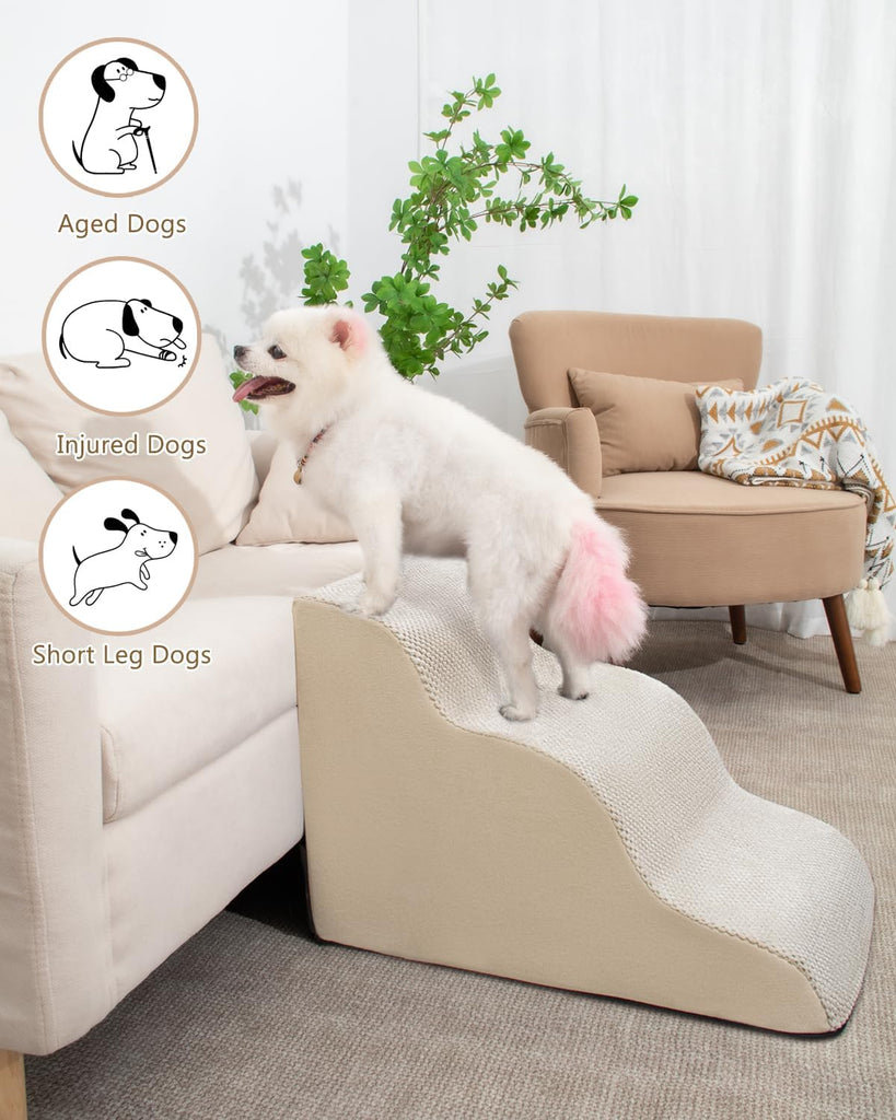Dog Stairs for Small Dogs,3 Step Dog Ramp for Couch and Bed,Pet Stairs with Non-Slip Bottom for Old Cats,Indoor Pet