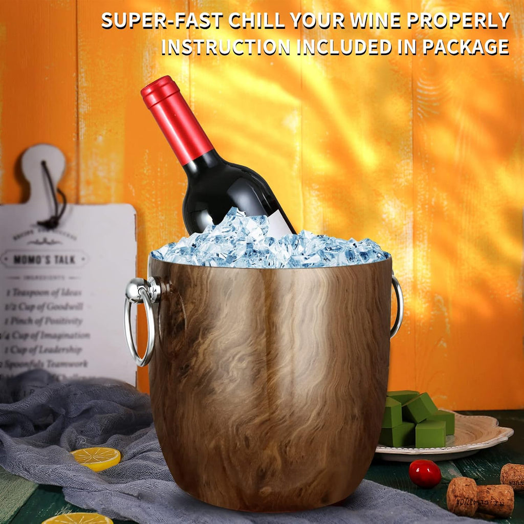 Ice Bucket with Lid, Scoop, Tongs and Strainer - Well Made Insulated Stainless Steel Keep Ice Frozen Longer