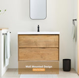 36 in. Floating Bathroom Vanity in Natural Oak