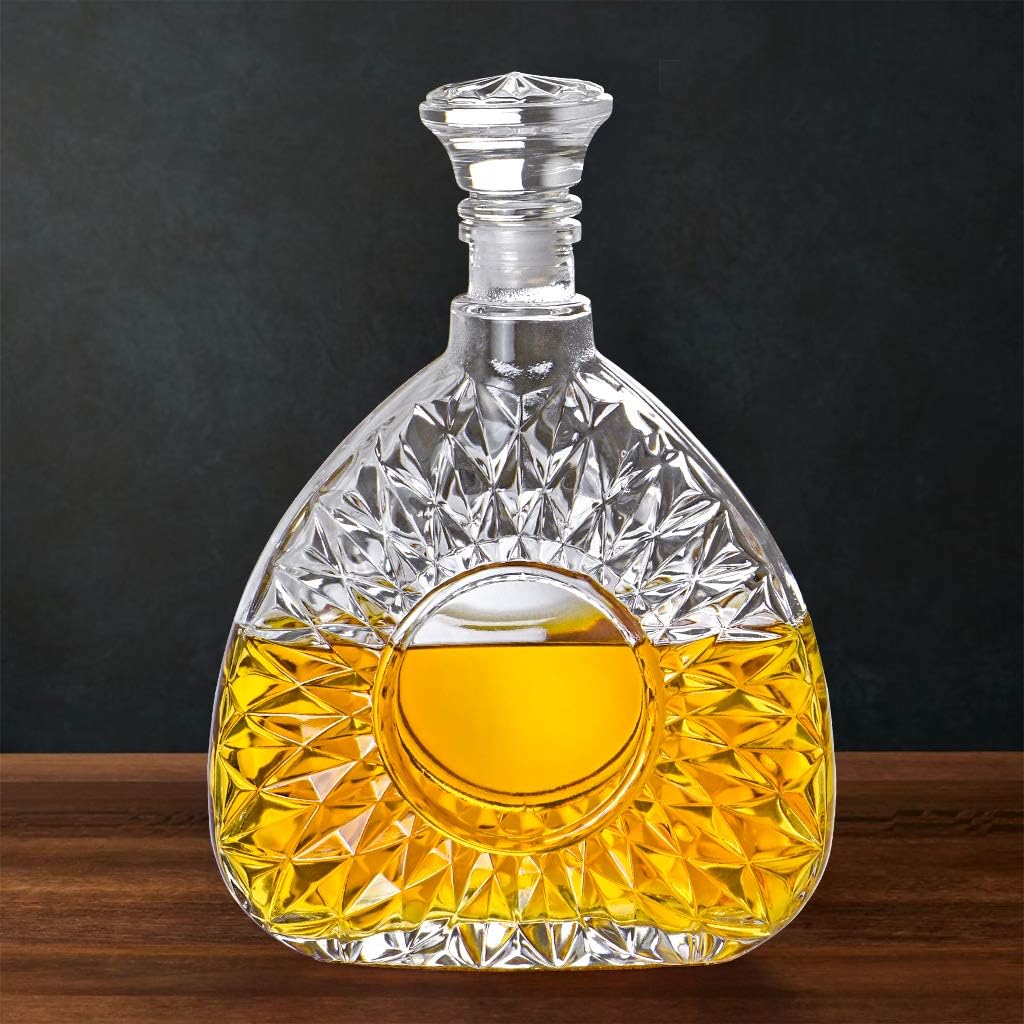 Liquor Decanter, Glass Decanter with Airtight Stopper, Decanter Bottle for Whiskey, Brandy, Scotch, Bourbon
