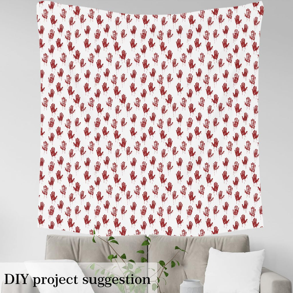 Western Gothic Graffiti Decorative Fabric by The Yard Halloween Horror Indoor Outdoor Red Blood Tie Dye Fingerprint