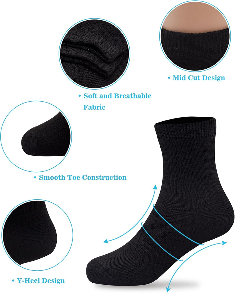 Kids Socks 12 Pairs Unisex School Boys Girls Crew Socks for Kids