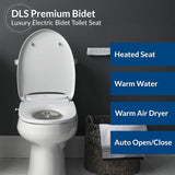 Heated Elongated Bidet Seat with Warm Water Wash, Air Dryer, Auto Open Lid, Slow-Close Function