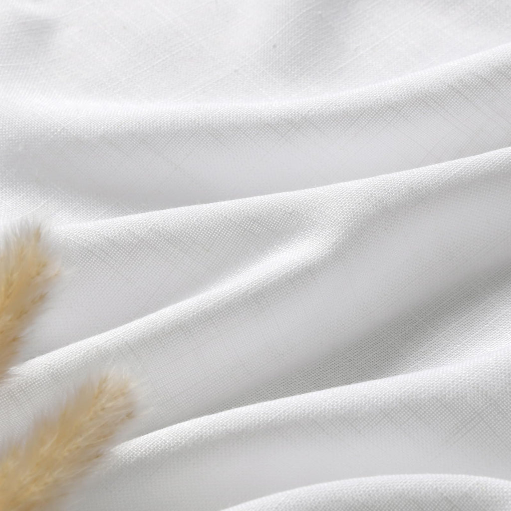 White Linen Curtains 123 Inches Long Extra Long Back Tab Curtains Farmhouse Semi Sheer Light Filtering Linen Drapes