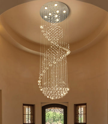 D24'' x H78'' Crystal Chandelier Glam Chandelier High Ceiling Chandeliers for Staircaes Large Raindrop Chandeliers