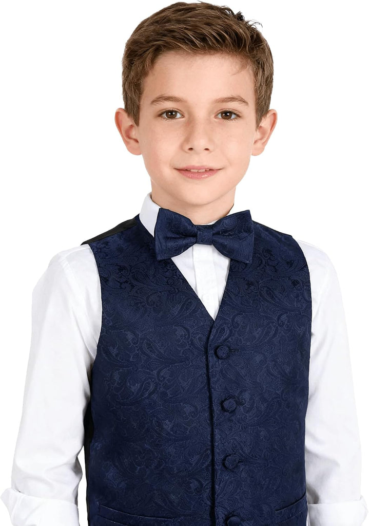Boys 2PCS Classic Pre-Tied Paisley Bow Tie Suit Vest Set