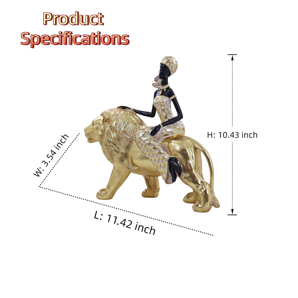African Woman Riding Lion Statue | Casa Home Living