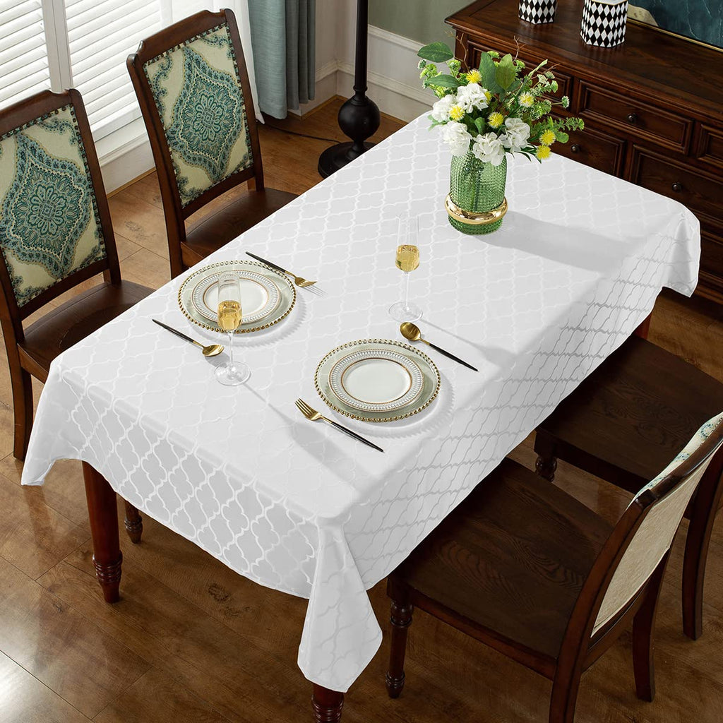Jacquard Tablecloth Rectangle, White, 60" x 102"
