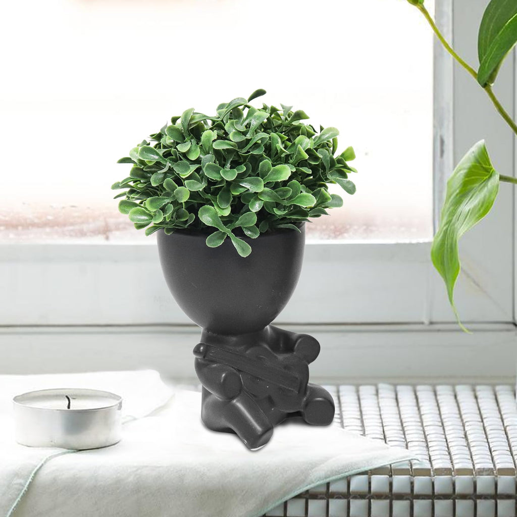 2 Pack Artificial Plants Desk Decorations, Cute Decorative Plants for Women, Small Fake Succulents Black Pot Bedroom