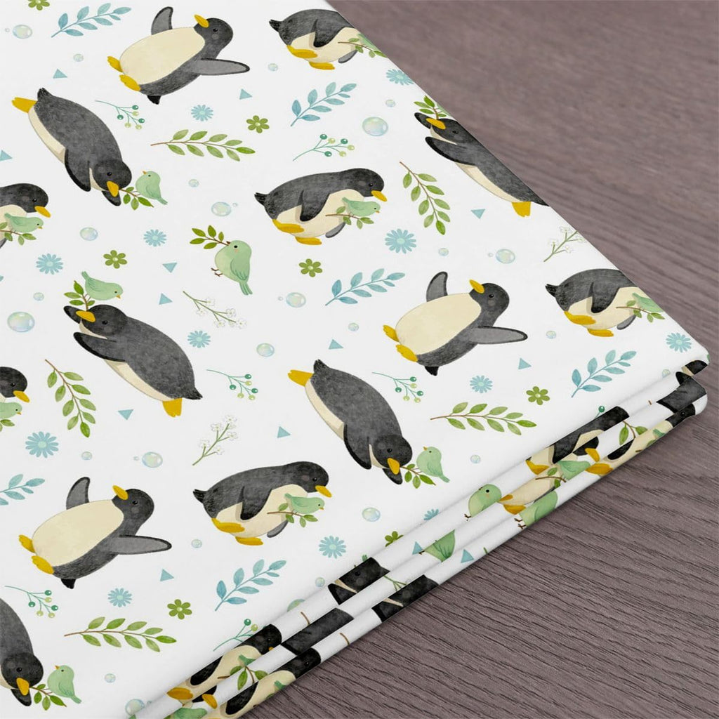 Cartoon Penguin Fabric by The Yard, Cute Birds Leaves Soft Polyester Fabric for Sewing Lover, Wild Animals Plants No