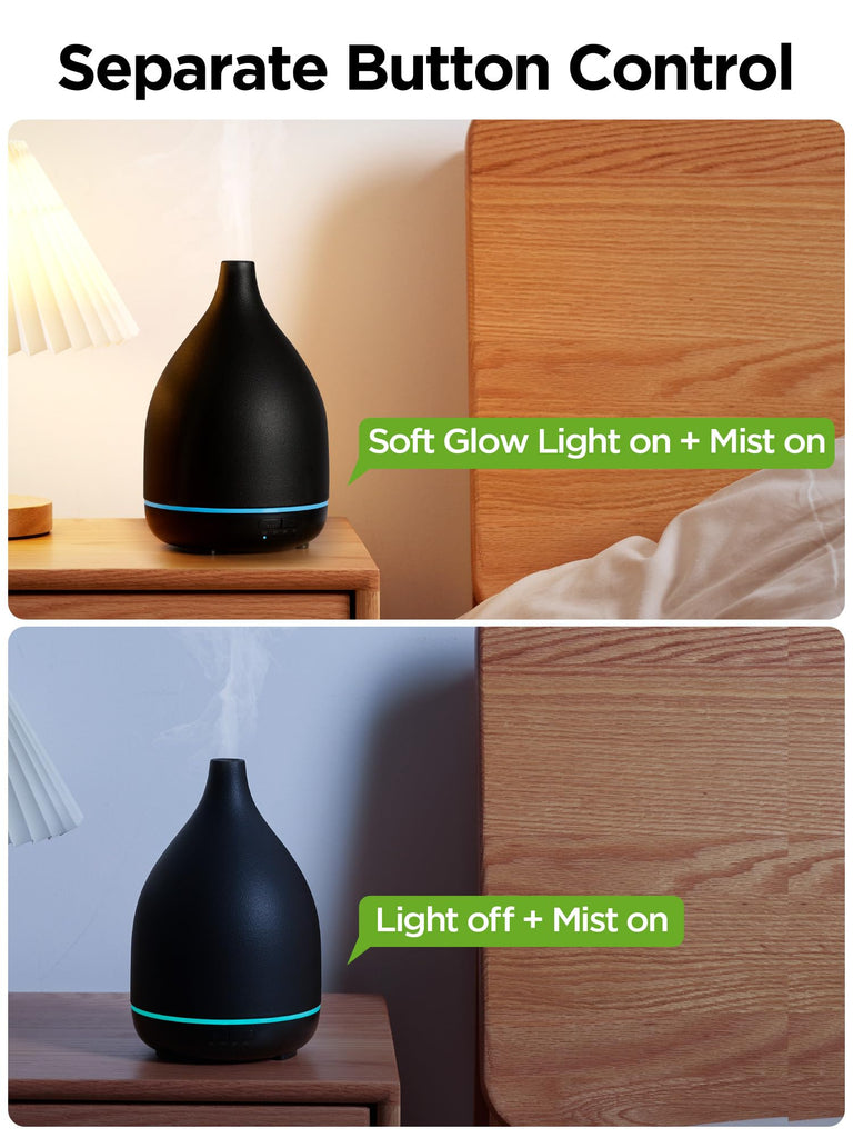 300ml Ceramic Essential Oil Diffuser, Diffusers, Black