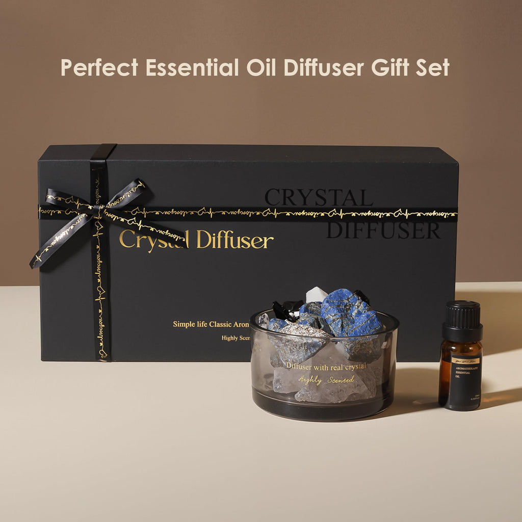 Crystal Stone Aroma Diffuser with Essential Oils Bathroom Office, Home Decor & Fragrance 2 in 1, Chic Aromatherapy