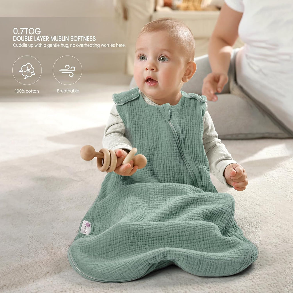 Baby Sleep Sack Muslin: Cotton 0.7TOG Breathable Wearable Blanket