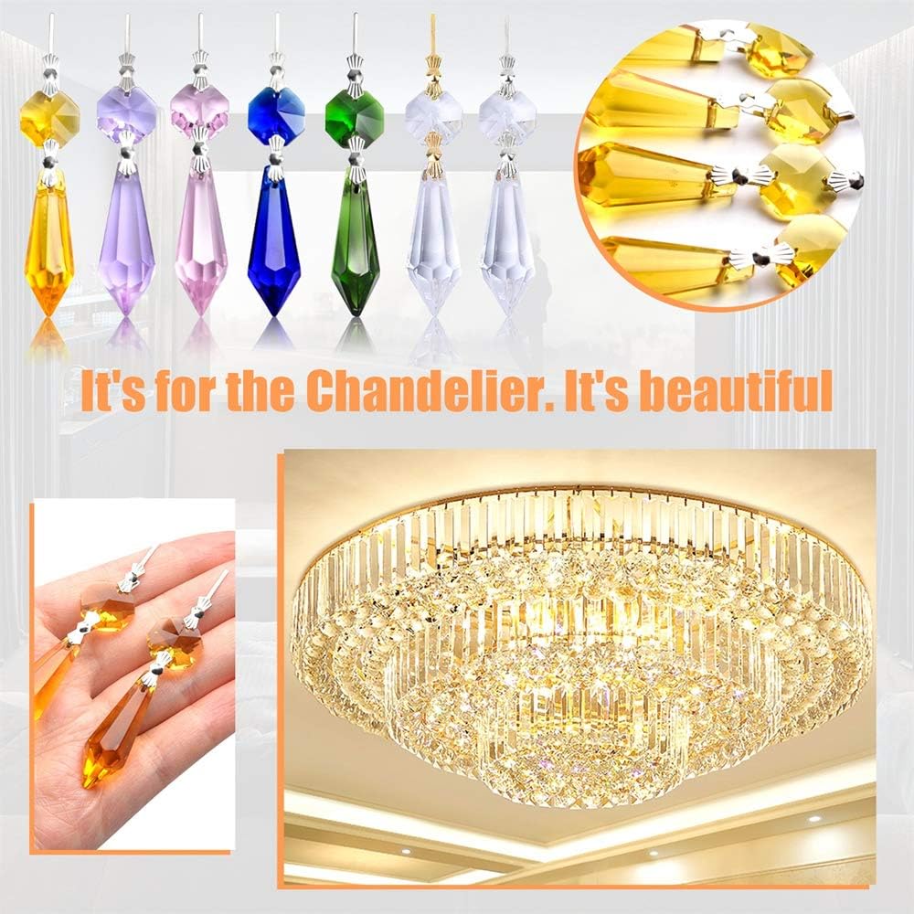 20 Pieces Replacement Clear Chandelier Icicle Crystal Prisms Octogan Crystal Bead for Lamp Decoration,38mm