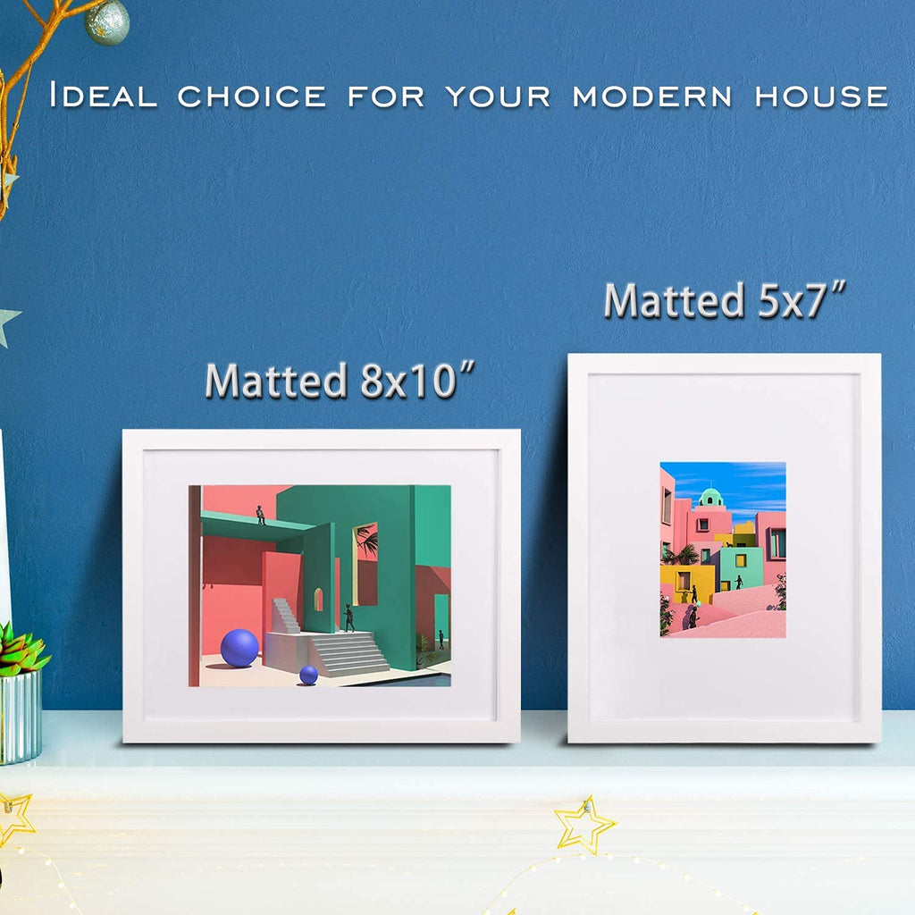 11x14 Picture Frame White - Photo Frame Made of Solid Wood Covered by Plexiglass for Table Top Display Pictures
