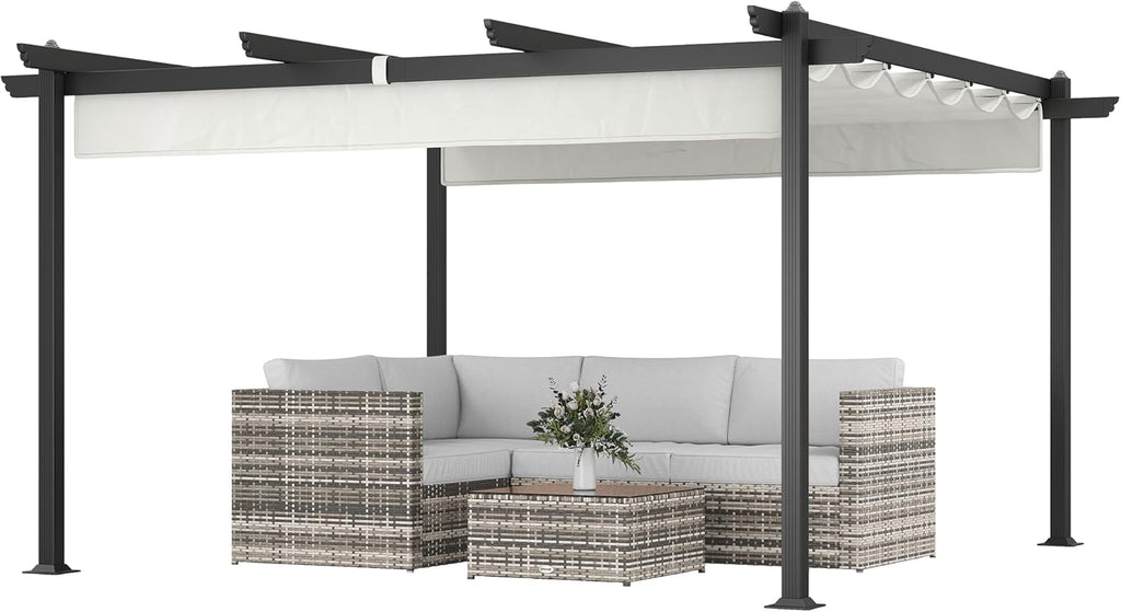13' x 13' Retractable Pergola Canopy with Stronger Aluminum Frame, Outdoor Pergola Sun Shade Shelter for Garden, Patio