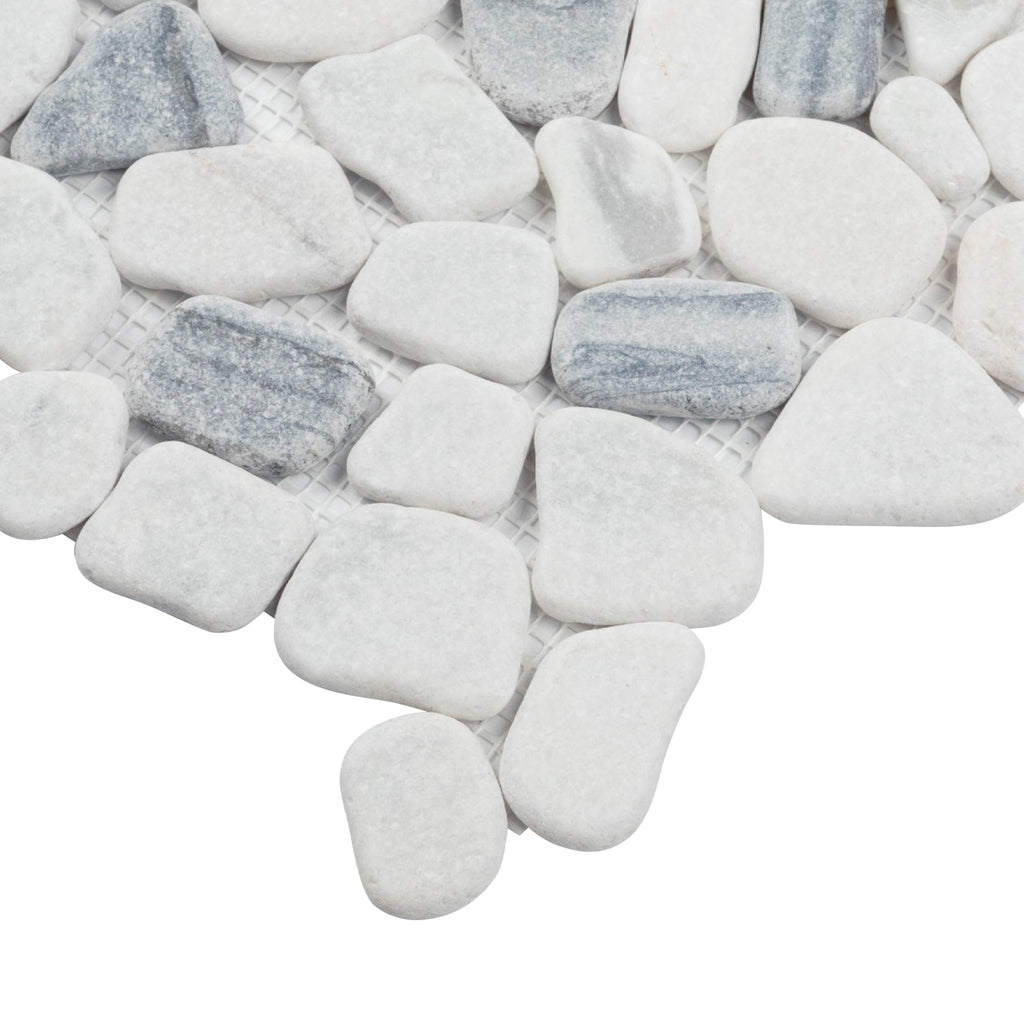 Marble Wall Tile | Black and White Pebbles Pattern Tumbled | 12" x 12"