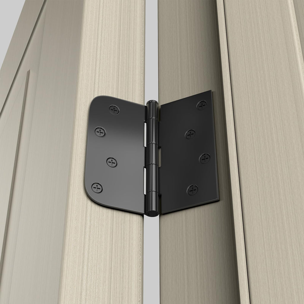 3 Pack 4in Black Door Hinges Interior Door Hinges Black Matte 4 x 4 Inch with Square & Round Corners, Iron Material