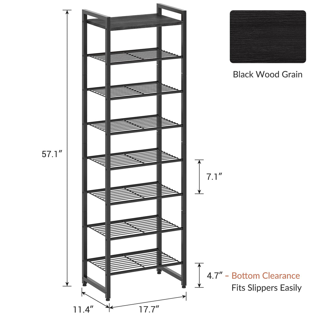 Narrow Shoe Rack 8-Tier, Tall Shoe Organizer for Small Spaces