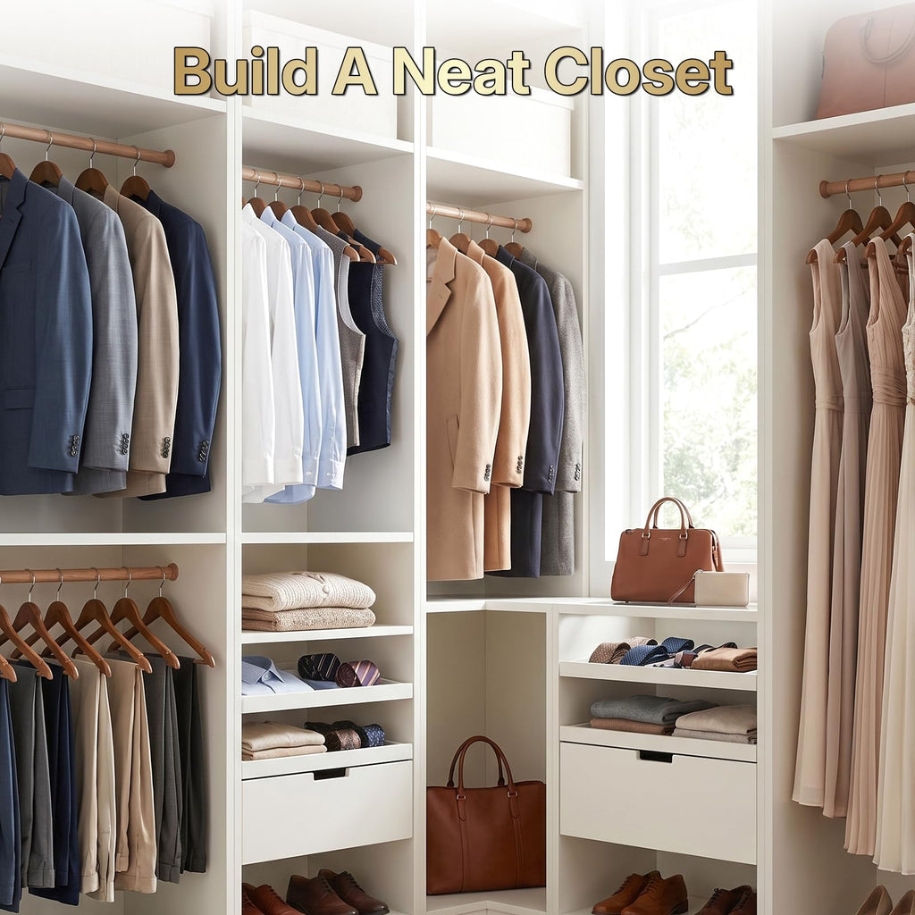 Premium Wooden Hangers 30 Pack, 17.5" Smooth Wood Clothes Hangers