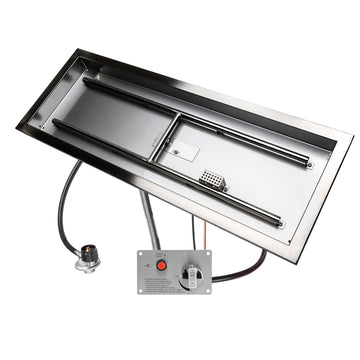36" x 12" CSA Certified Fire Pit Burner Kit, Commercial Grade 16 Gauge 304 Stainless Steel, Flame Sensing Safety