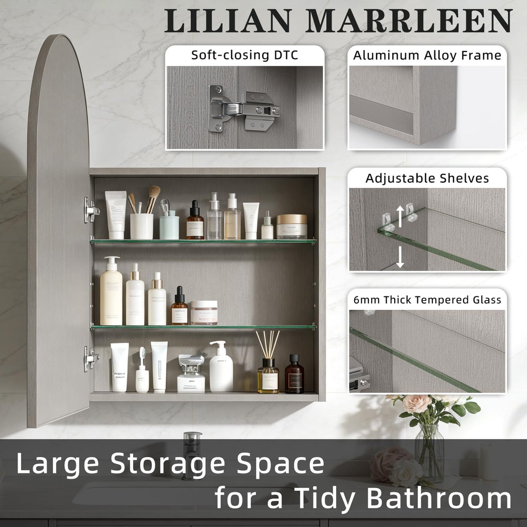 Arched Bathroom Medicine Cabinet Mirror Storage, NAT 16x30